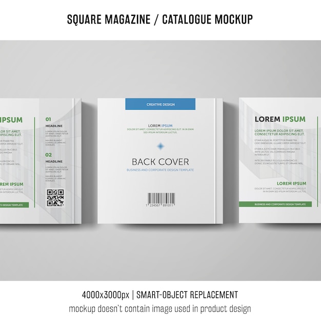 three square magazine or catalogue mockups