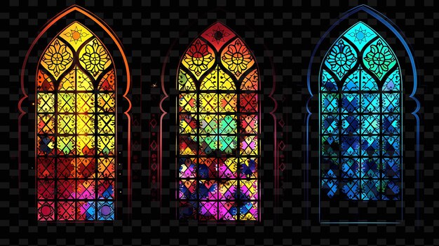 PSD three stained glass windows with colored stained glass windows with colored stained glass