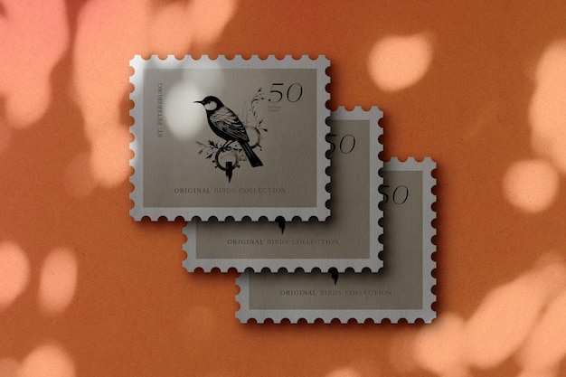 PSD three stamps cascading mockup