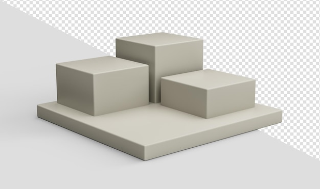 PSD tre gradini cubo podio bianco piattaforma o sfondo con spazio vuoto per visualizzare le pagine web