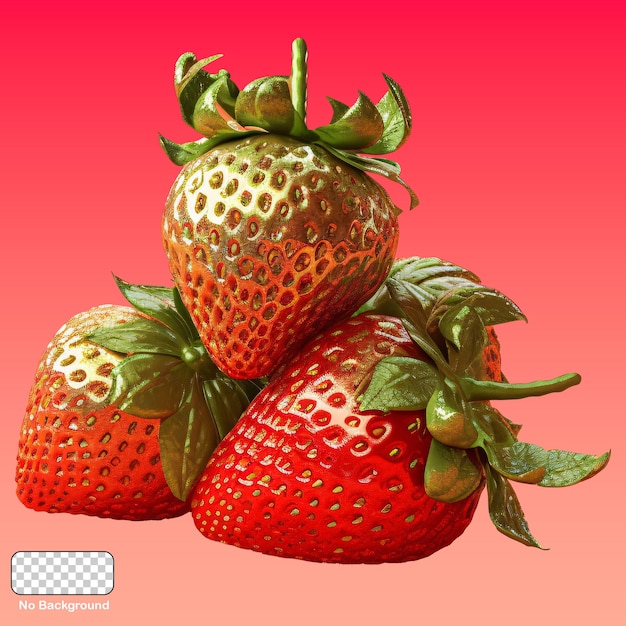 Three strawberries on a red background