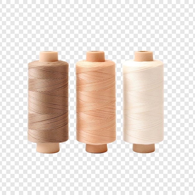 PSD three thread rolls isolated on transparent background