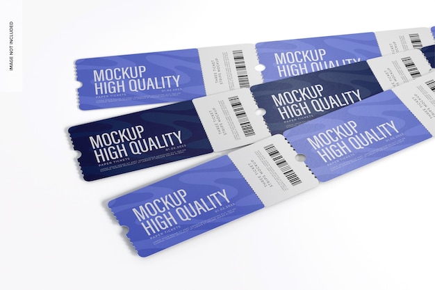 Three Ticket Strips Mockup, Stacked