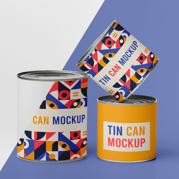 PSD three tin can with food