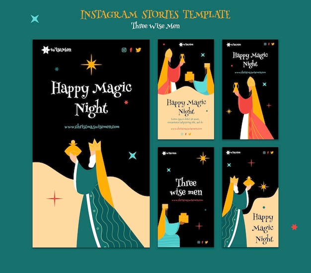 PSD three wise men instagram stories set