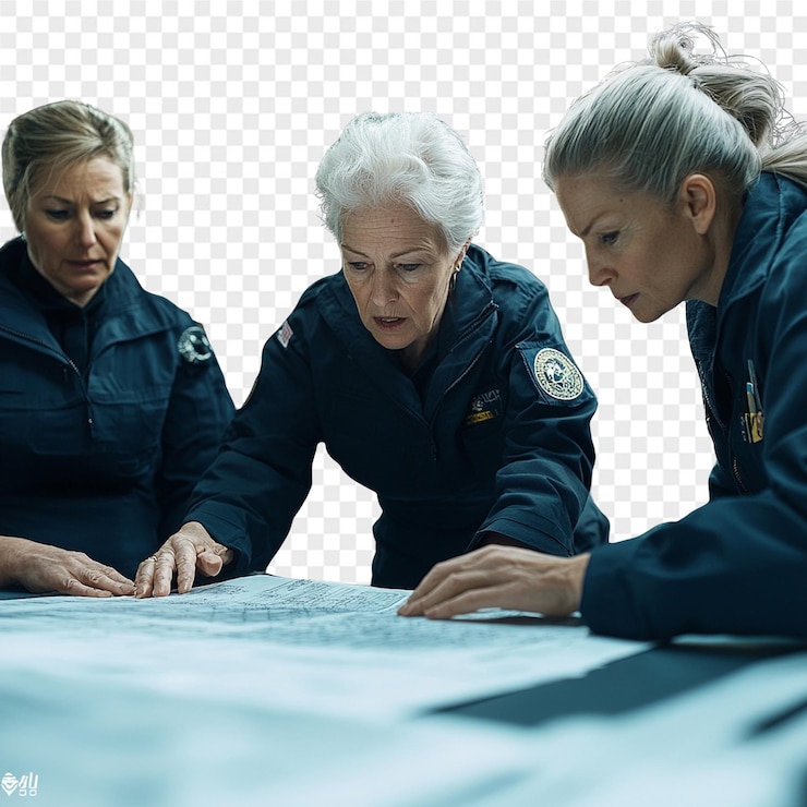 PSD three women are looking at a map that says quot the word quot on it
