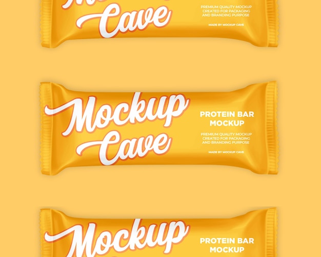 Three yellow bars with protein bar on the top.