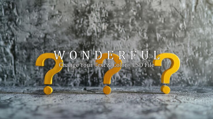 PSD three yellow question marks on grey background
