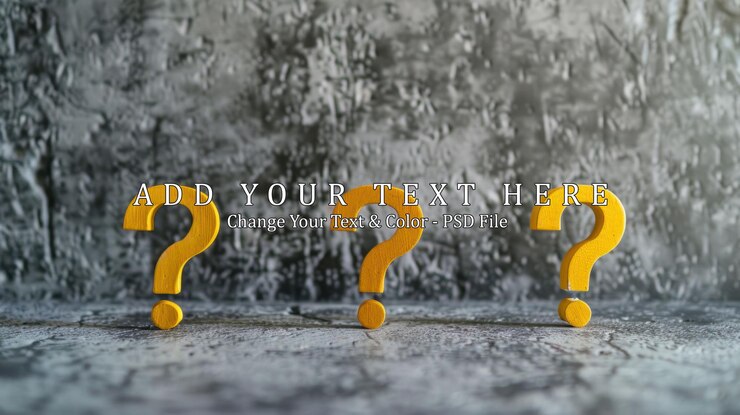 PSD three yellow question marks on grey background