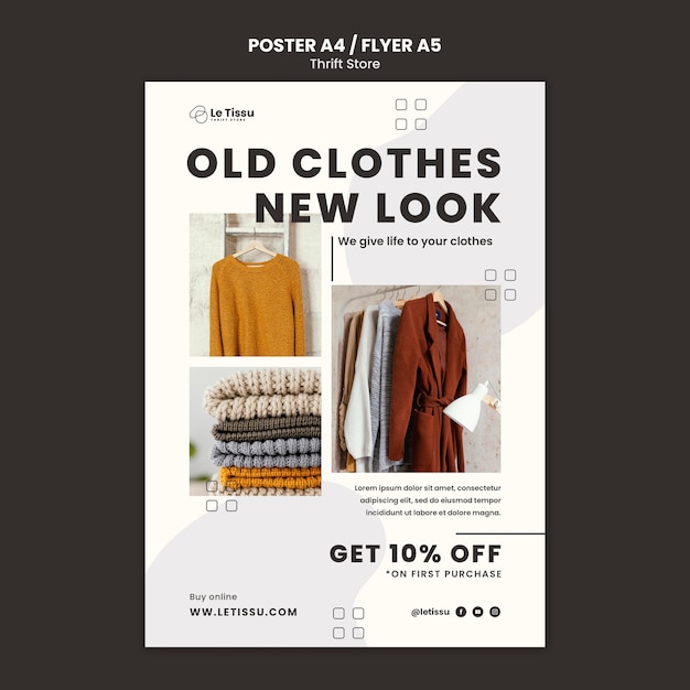 PSD thrift store concept poster template