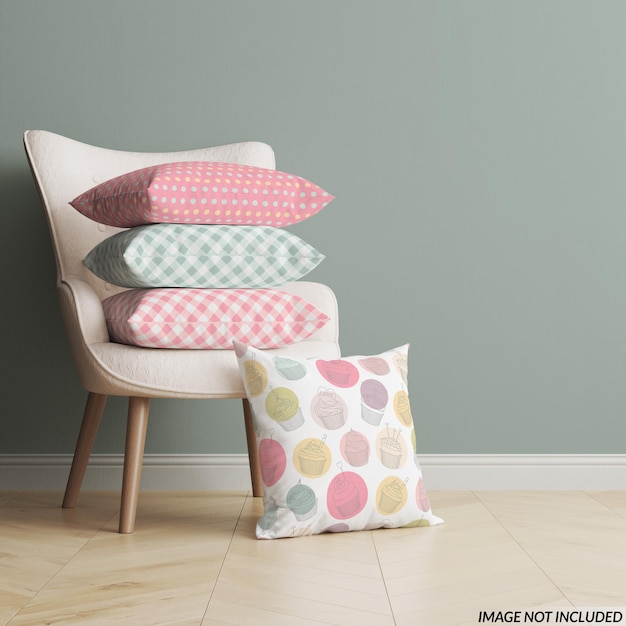 PSD throw pillows stack mockup