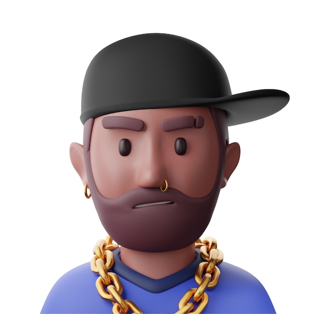 PSD thug man 3d icon for avatar people