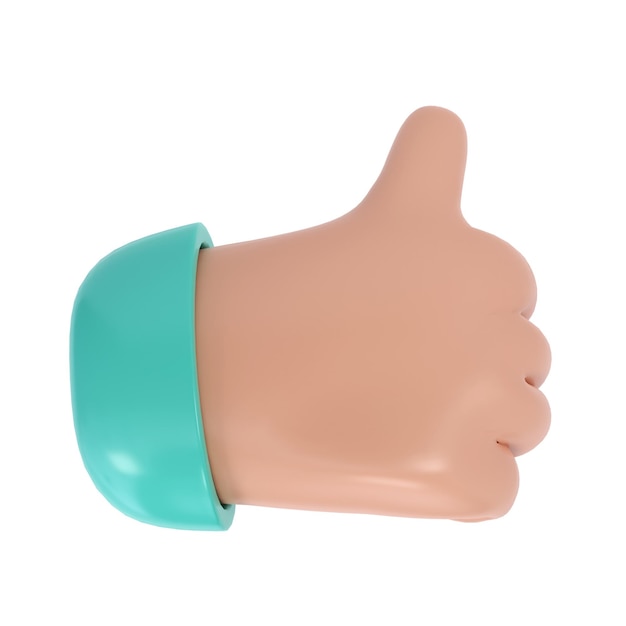 Thumb up 3d icon All Ok cartoon character hand like gesture Business clip art isolated transparent