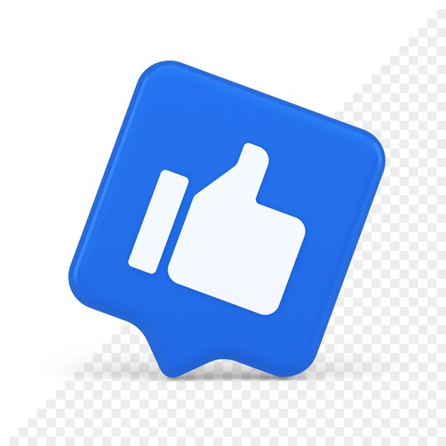 PSD thumb up like cool button cyberspace approve acceptance communication 3d realistic speech bubble icon