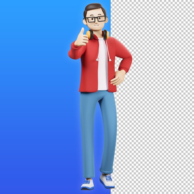 Thumbs up 3d character illustration