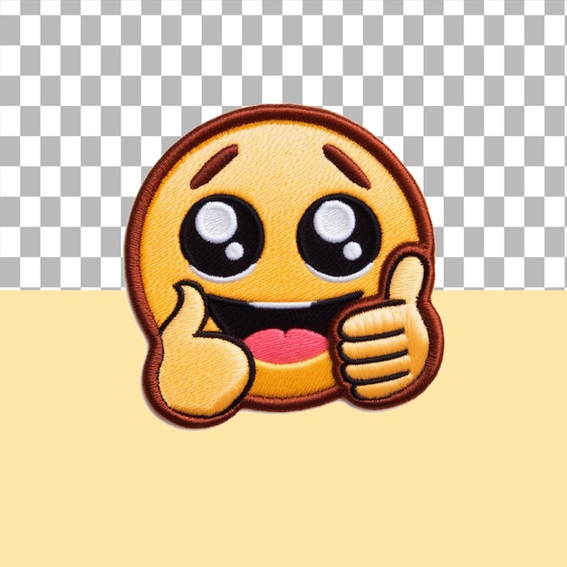 thumbs up emoji embroidered patch badge isolated on transparent background generative ai