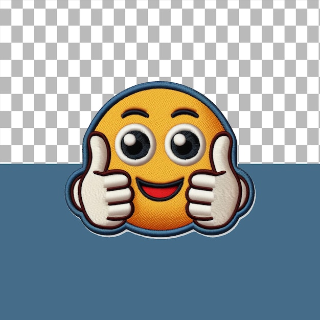 thumbs up emoji embroidered patch badge isolated on transparent background generative ai