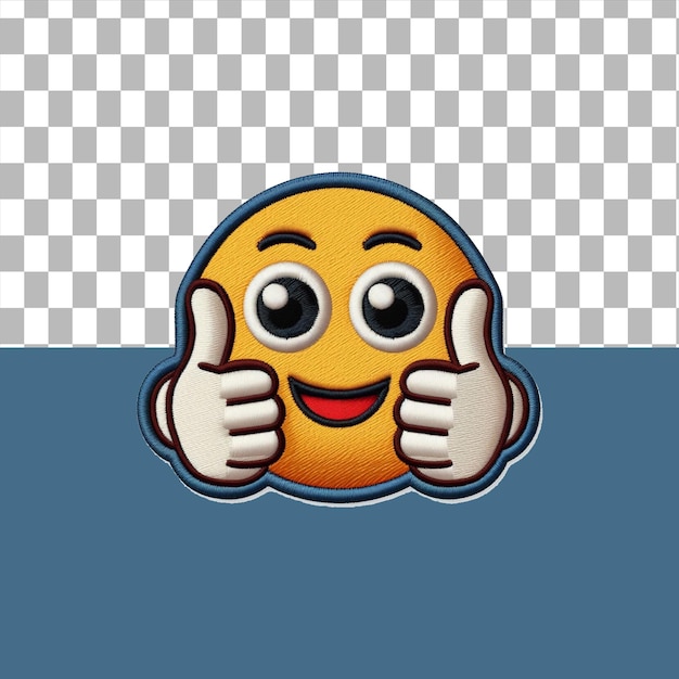 PSD thumbs up emoji embroidered patch badge isolated on transparent background generative ai