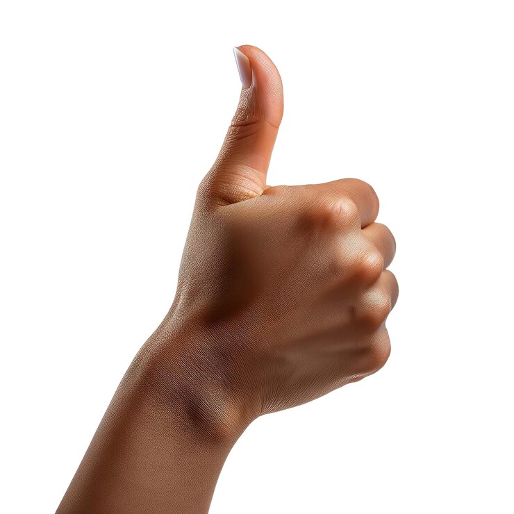 PSD thumbs up gesture on black background