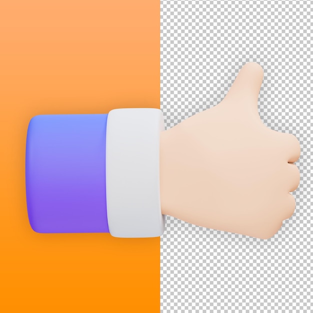 Thumbs up hand gesture 3d illustration