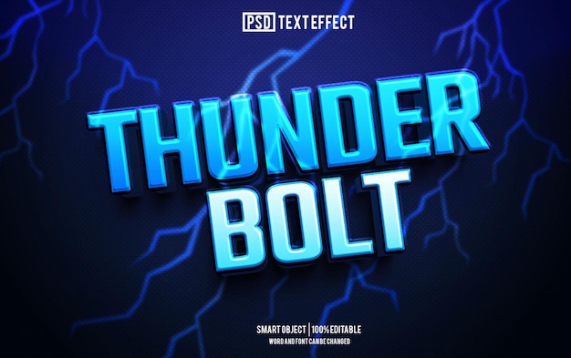 PSD thunder bolt text effect font editable typography 3d text