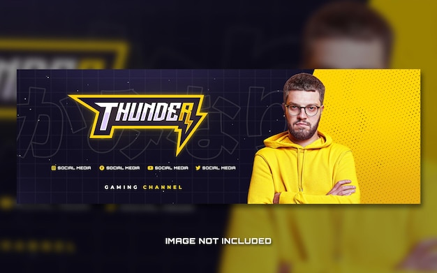 Thunder gaming live stream esports gaming banner template per il volantino dei social media