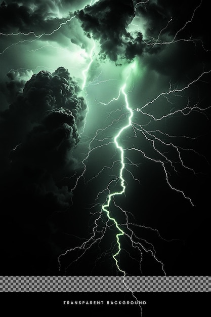 Thunder light energy glowing effect on transparent background