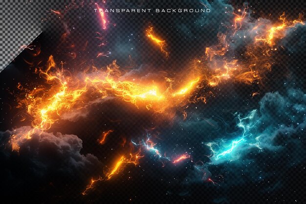 Thunder Lighting Beam VFX Special Effect on Transparent background