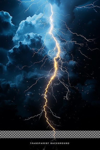 PSD thunder lighting strike on transparent background