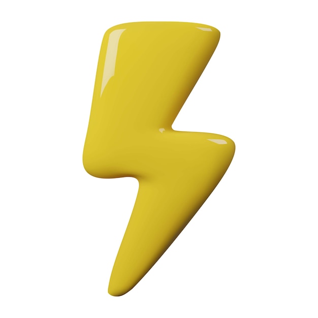 PSD thunder lightning 3d render icon for web and apps icon with glossy effect