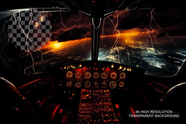 Thunder lightning night vista aerea a controllo remoto su sfondo trasparente