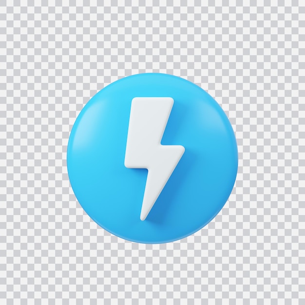 Thunder sign 3d render interface button isolated on white