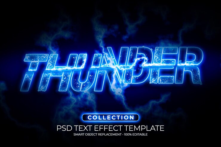 PSD thunder slice text effect custom design template