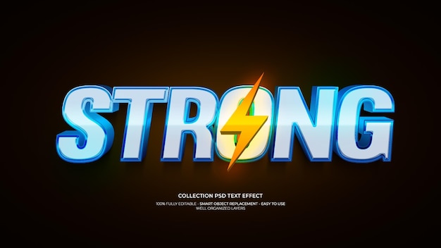 PSD thunder strong 3d custom text effect