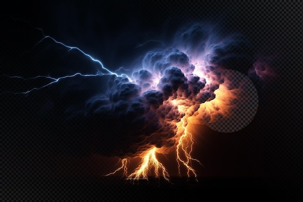 thunderstorm lighting effect on transparent background