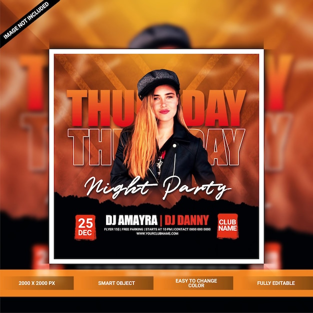 Thursday throwback club party flyer template