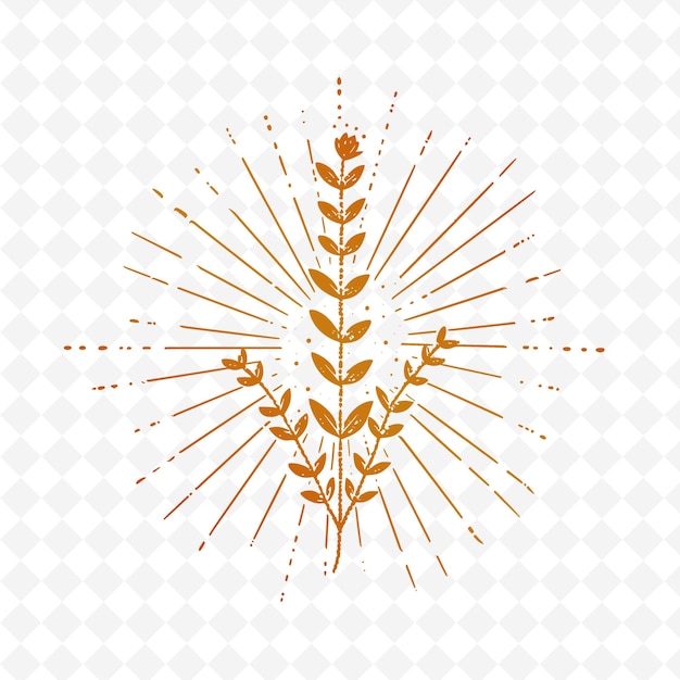 PSD logo del ramo di timo con raggi decorativi di sunburst e collezioni di design vettoriale di erbe naturali f