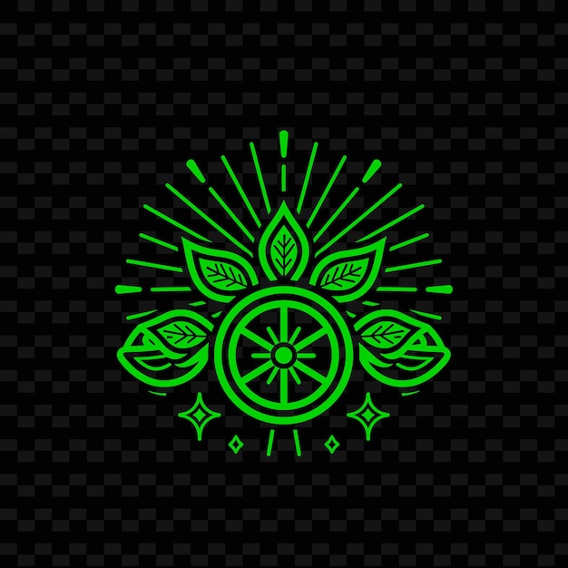 PSD logo dell'emblema delle foglie di timo con sunburst decorativo e agrumi f nature herb vector design collections