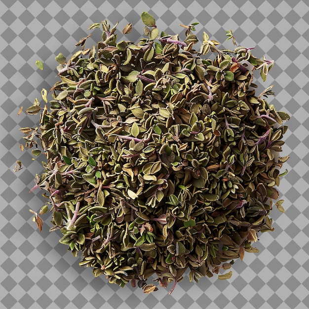 PSD Тимьян листья тип травы thymus vulgaris форма травы сушеный изолированный объект на чистом фоне