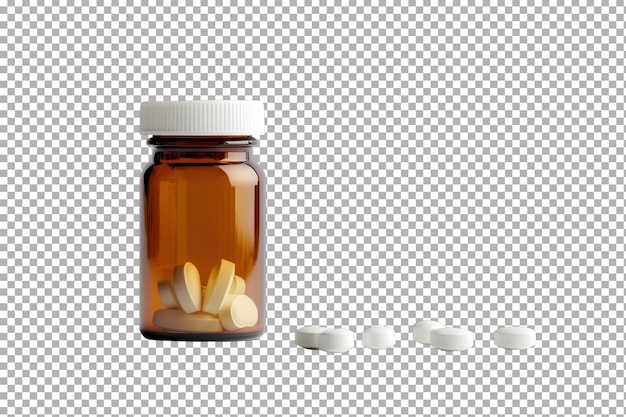 透明な背景に隔離された甲状腺薬のタブレット