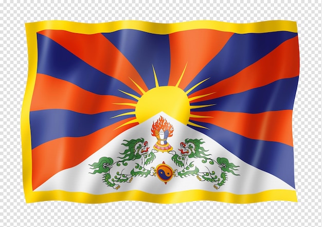 Тибетский флаг изолирован на белом