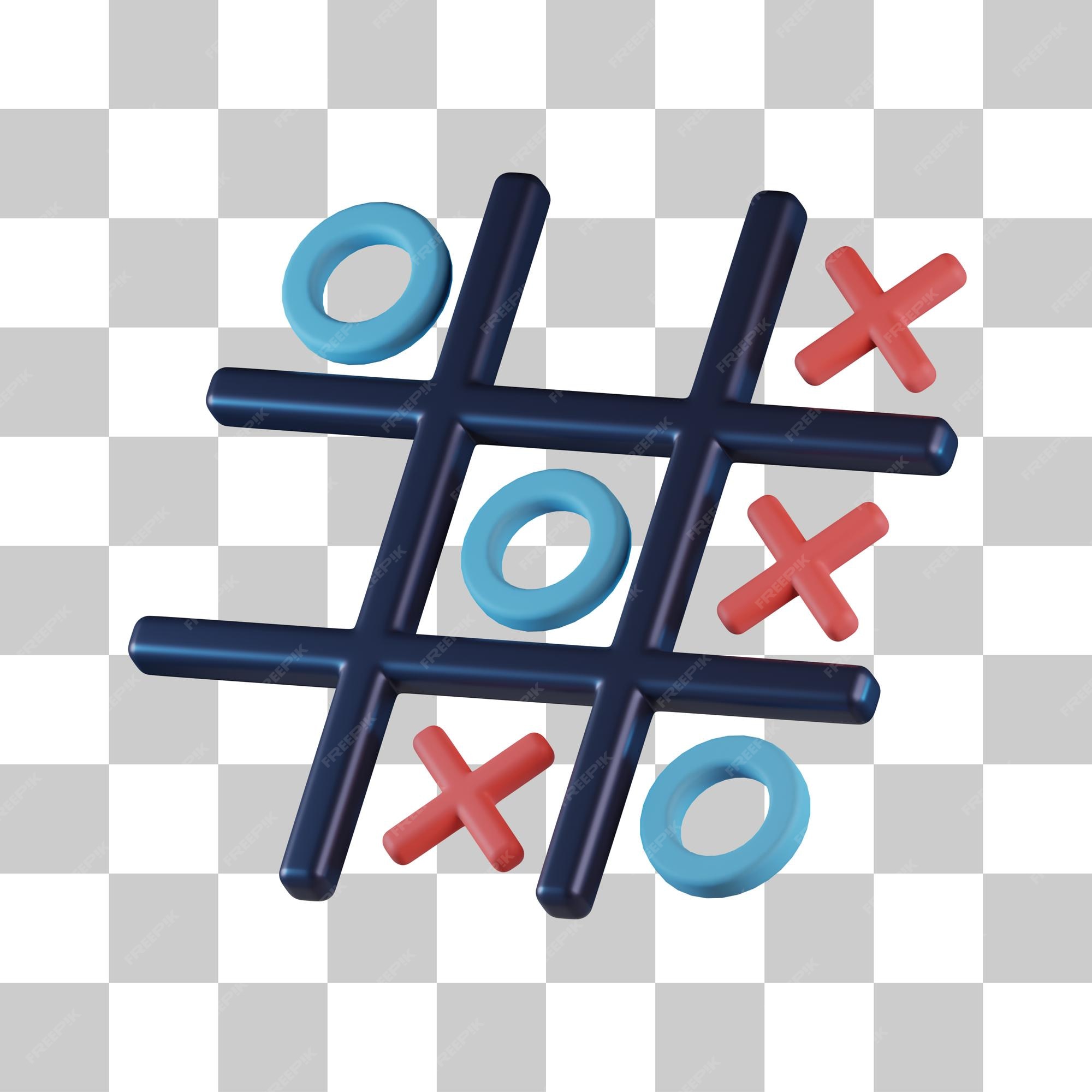 Estratégia de jogos tic tac toe em fundo transparente 3d render