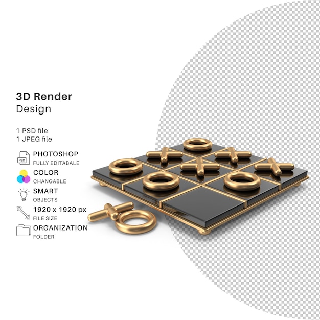 PSD tic tac toe 게임 3d 모델링 psd 파일 현실적인 tic tac toe