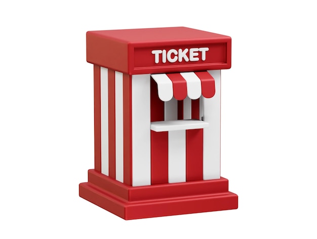 Ticket Counter icon illustration Ticket office vector 3d rendering illustration