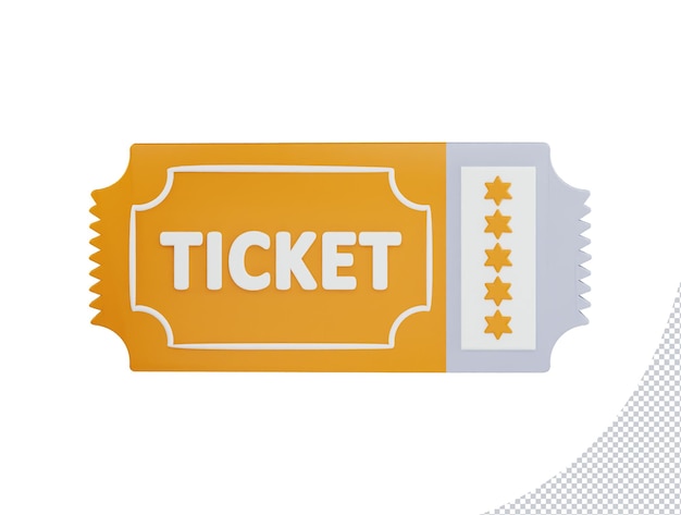 PSD ticket met sterren pictogram 3d-rendering vector illustratie