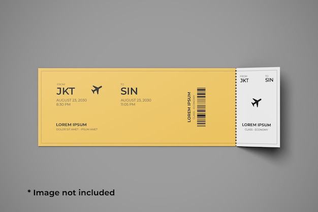 PSD ticket mockup bovenaanzicht