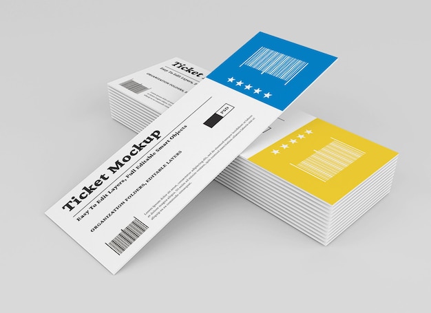 Ticket mockup design isolated