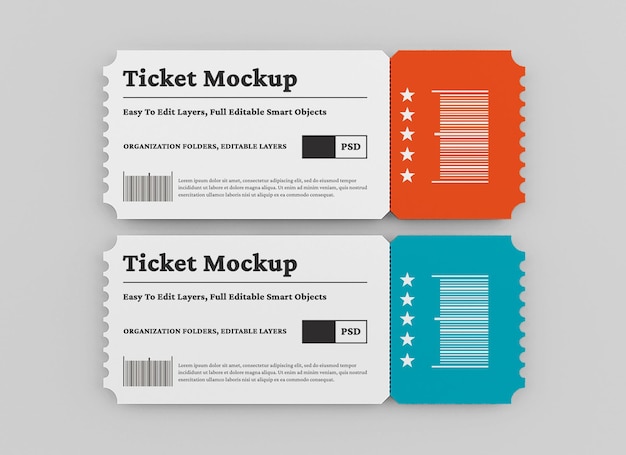 Ticket mockup design isolated