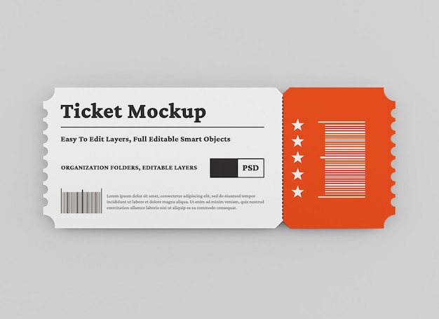 PSD ticket mockup design isolated