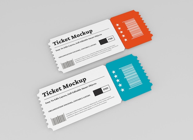 Ticket mockup design isolated